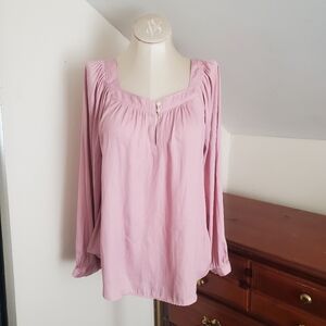 LOFT Light Pink Flowy Long Sleeve Blouse